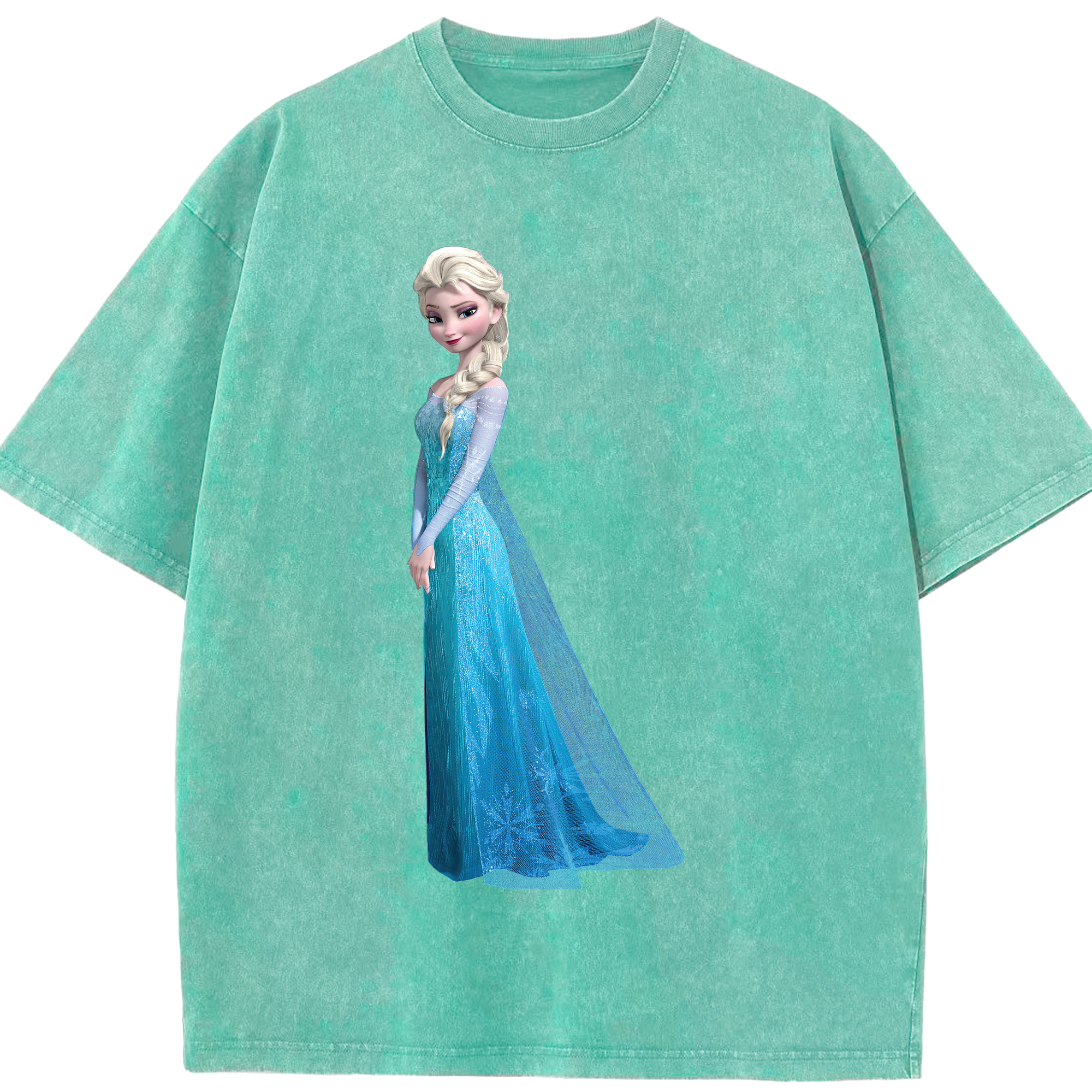 （画像用） アナと雪の女王 アンナ エルサ Frozen Anna Elsa 綿100% ヴィンテージ風 半袖Tシャツ（フロントプリント）